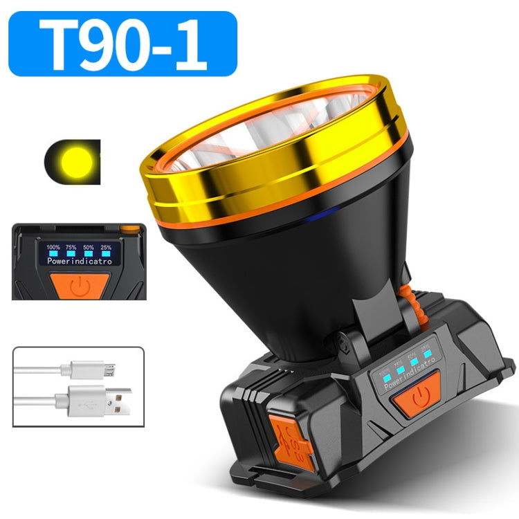 LED Night Fishing Charge Head Light Outdoor Camping Fishing Miner Light Searchlight Head-Mounted Flashlight With Charge Display, Colour: 32 Lamp Beads Yellow Light Eurekaonline
