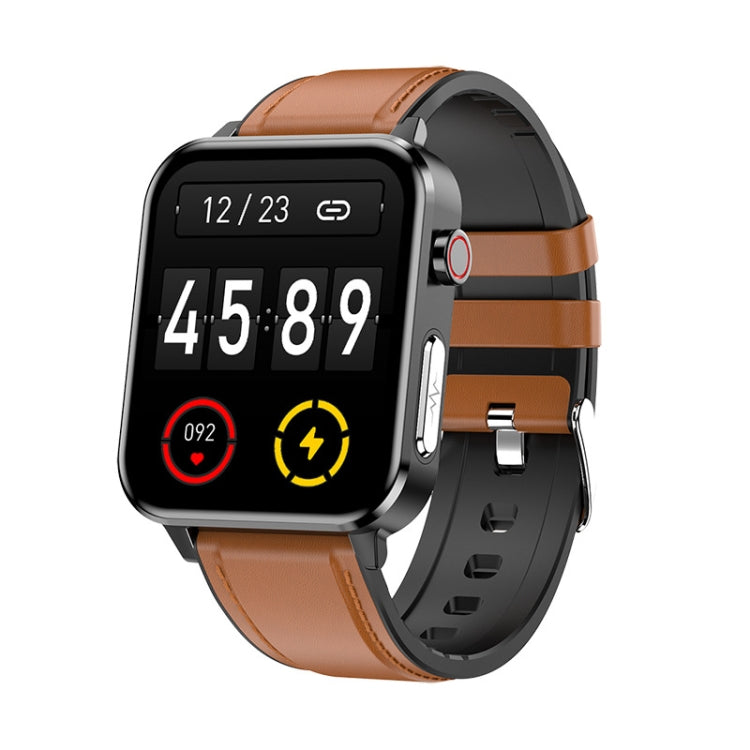 LOANIY E86 1.7 Inch Heart Rate Monitoring Smart Bluetooth Watch, Color: Brown Leather Eurekaonline