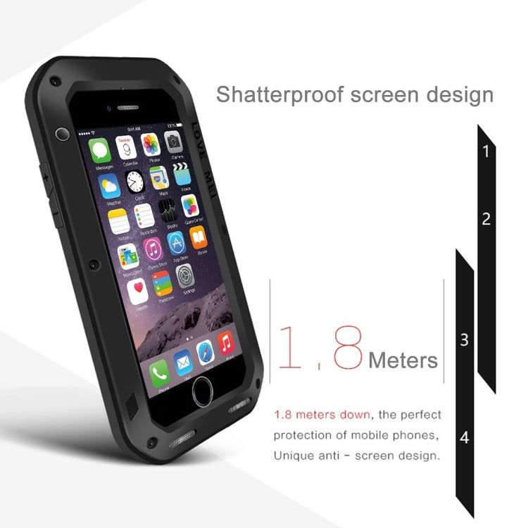 LOVE MEI for  iPhone 7 Professional and Powerful Dustproof Shockproof Anti-slip Metal Protective Case(Black) Eurekaonline