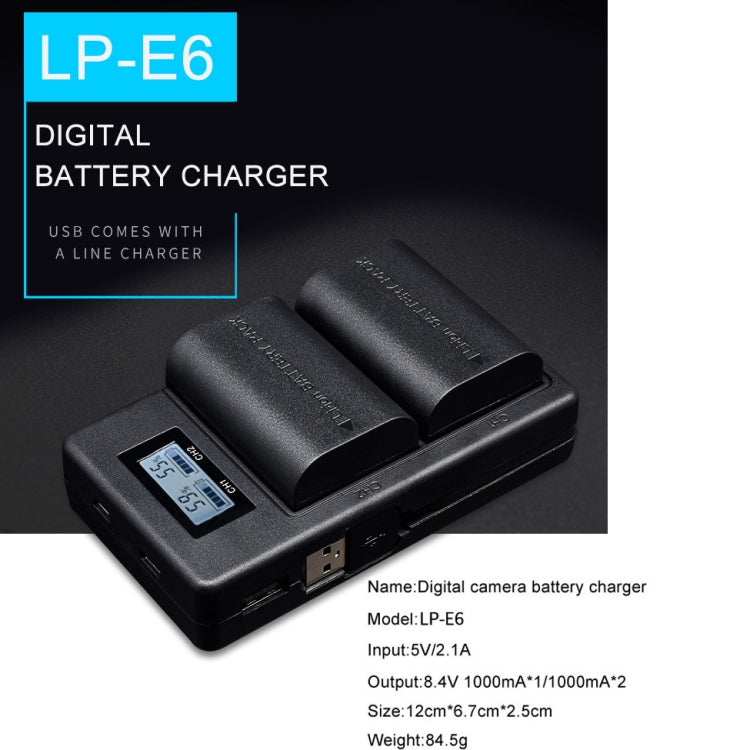 LP-E6 Digital Camera SLR Battery Digital LCD Charger for Canon Series Eurekaonline