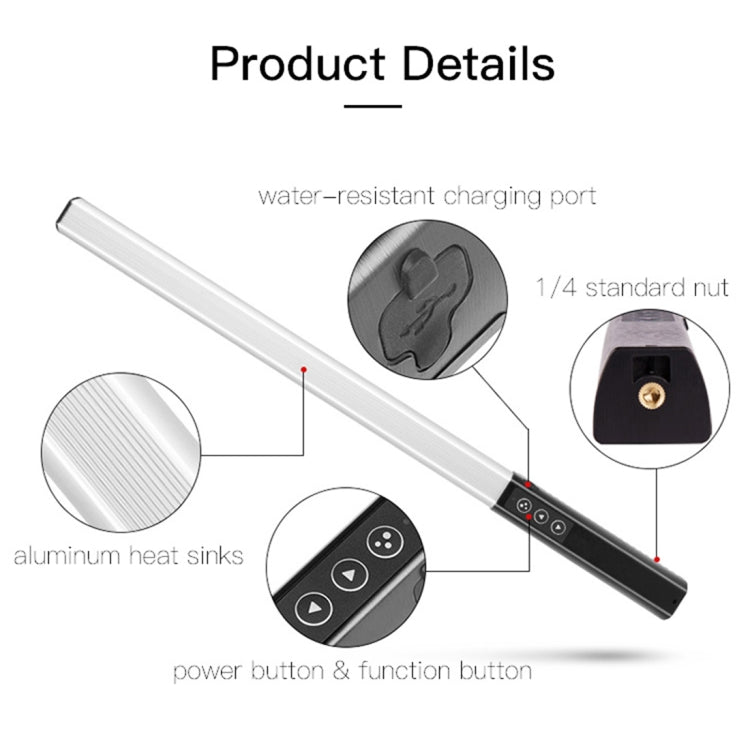 LUXCeO Q508A 8 Color Photo LED Stick Video Light Waterproof Handheld LED Fill Light Flash Lighting Lamp with Remote Control Eurekaonline
