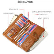 Ladies Genuine Leather Long Wallet Anti-theft Card Bag Multifunctional Clutch Bag(Brown) Eurekaonline