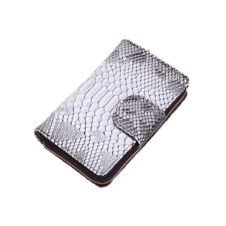 Ladies Python Texture Leather Clutch Embossed Zipper Wallet(Creamy White) Eurekaonline