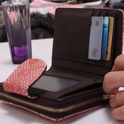 Ladies Python Texture Leather Clutch Embossed Zipper Wallet(Creamy White) Eurekaonline