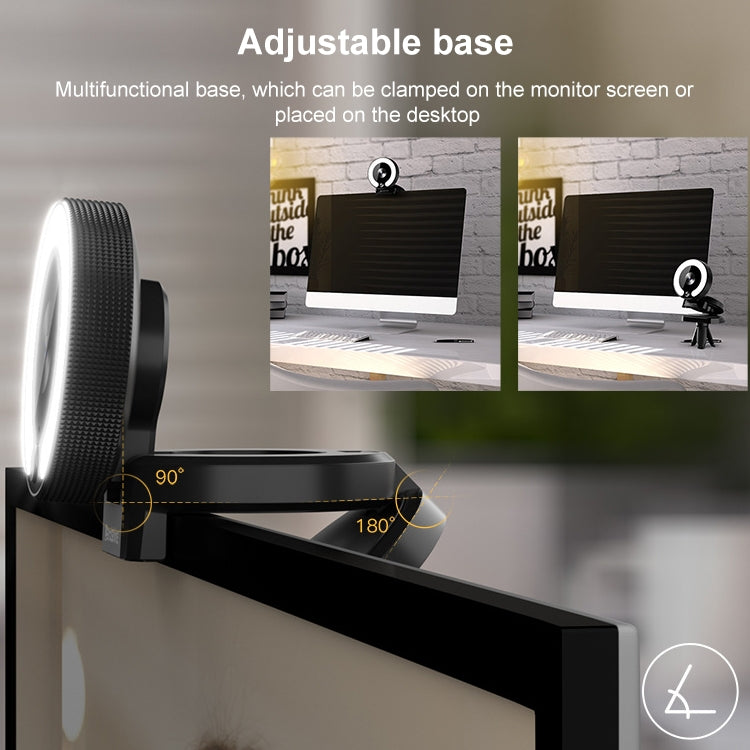 Landshine 90 Degree Wide-angle 2K USB Autofocus Computer Live Beauty HD Camera with Ring Light Eurekaonline
