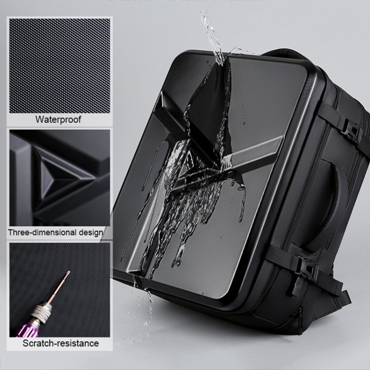 Large-capacity Waterproof Expandable Hard Shell Backpack with USB Charging Hole(161 Black) Eurekaonline