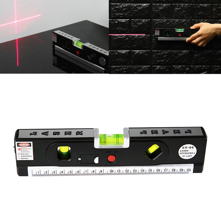 Laser Level with Tape Measure Pro 4 (100cm) / Level Bubbles with LED Light, LV-04(Black) Eurekaonline