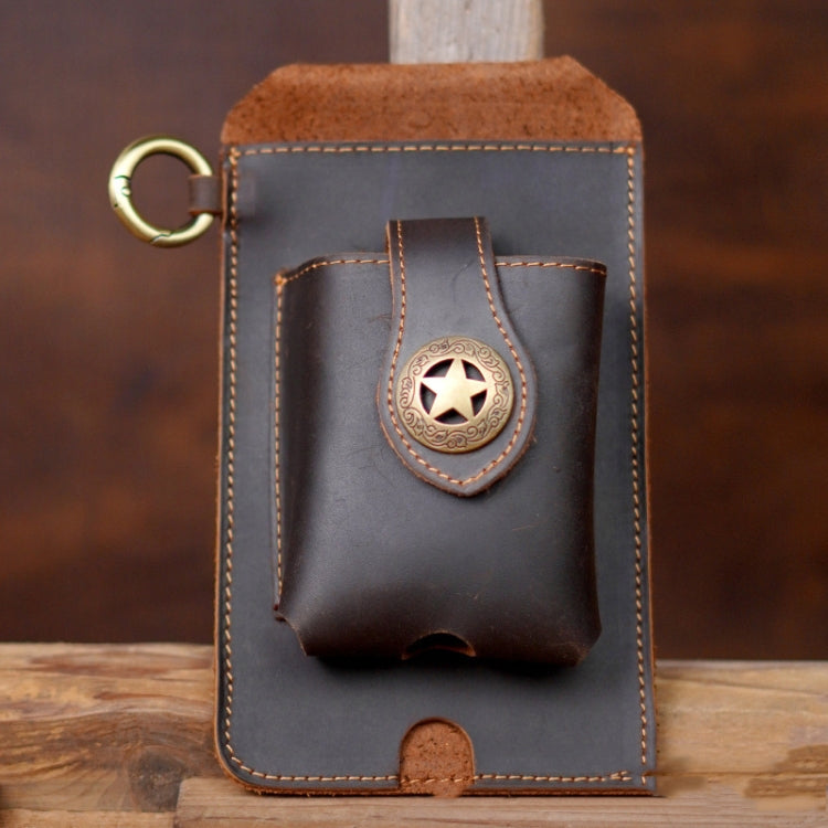 Leather Outdoor Sports Running Mobile Phone Pocket Cigarette Case Key Bag(Coffee) Eurekaonline