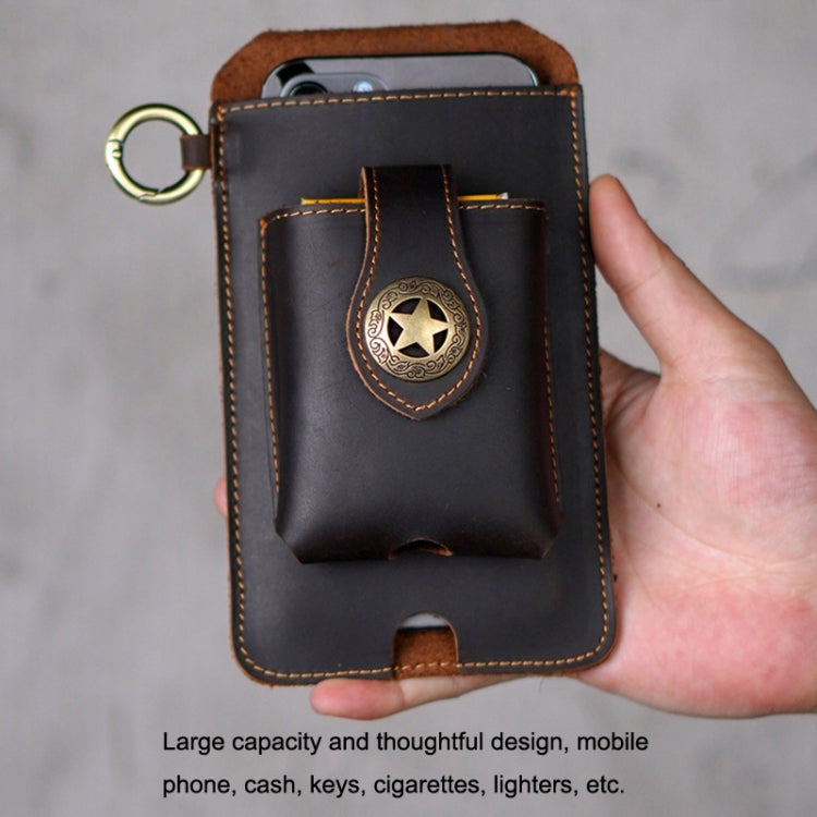 Leather Outdoor Sports Running Mobile Phone Pocket Cigarette Case Key Bag(Coffee) Eurekaonline