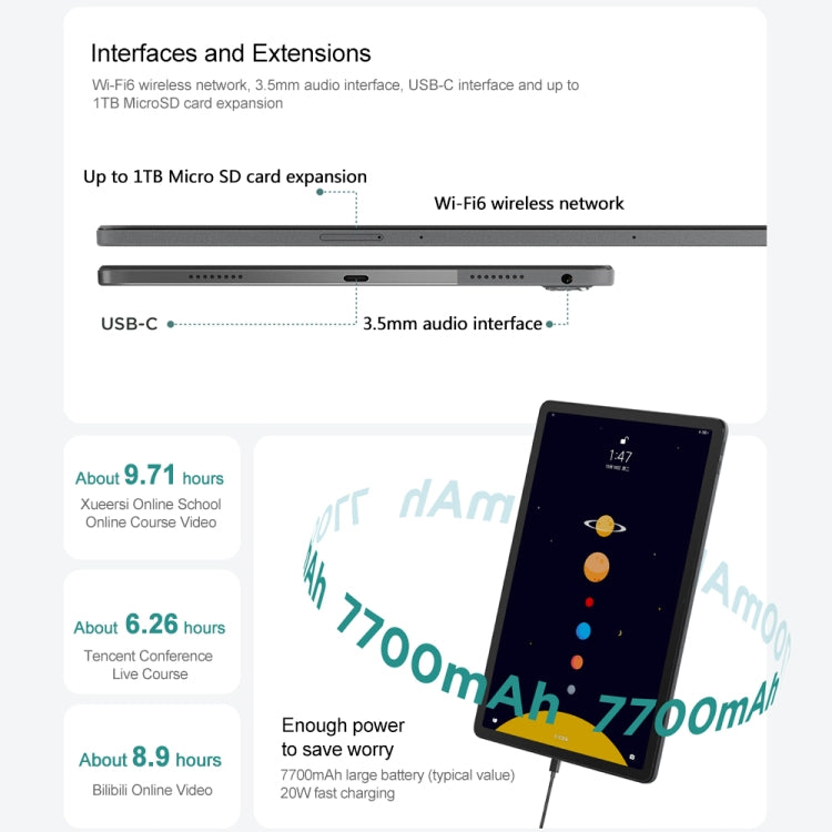 Lenovo Pad Plus 2023 WiFi Tablet, 11.5 inch,  6GB+128GB, Face Identification, Android 12 MediaTek Helio G99 Octa Core, 7700mAh Battery(Dark Gray) Eurekaonline