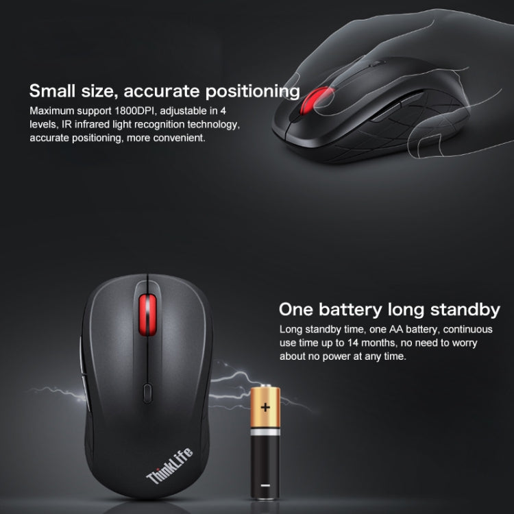 Lenovo ThinkLife Dual Mode Mute Wireless Bluetooth Mouse (Black) Eurekaonline