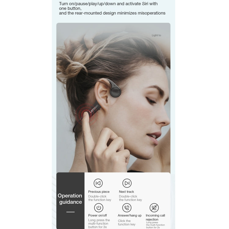 Lenovo X4 Bluetooth 5.0 Waterproof Bone Conduction Wireless Bluetooth Earphone(Black) Eurekaonline