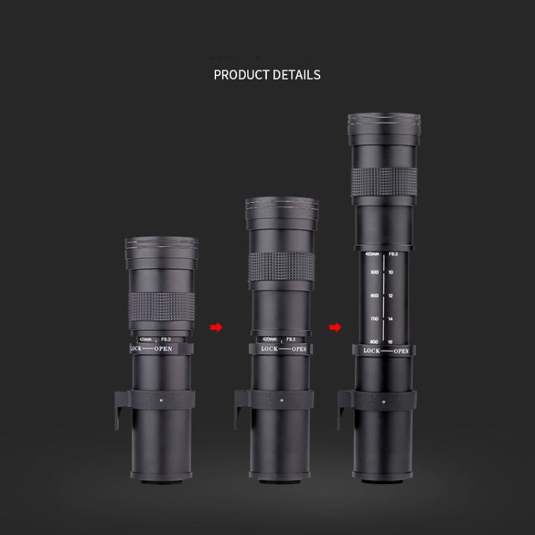 Lightdow 420-800mm Zoom Camera Lens Optical Glass Coating Photographic Lens Eurekaonline