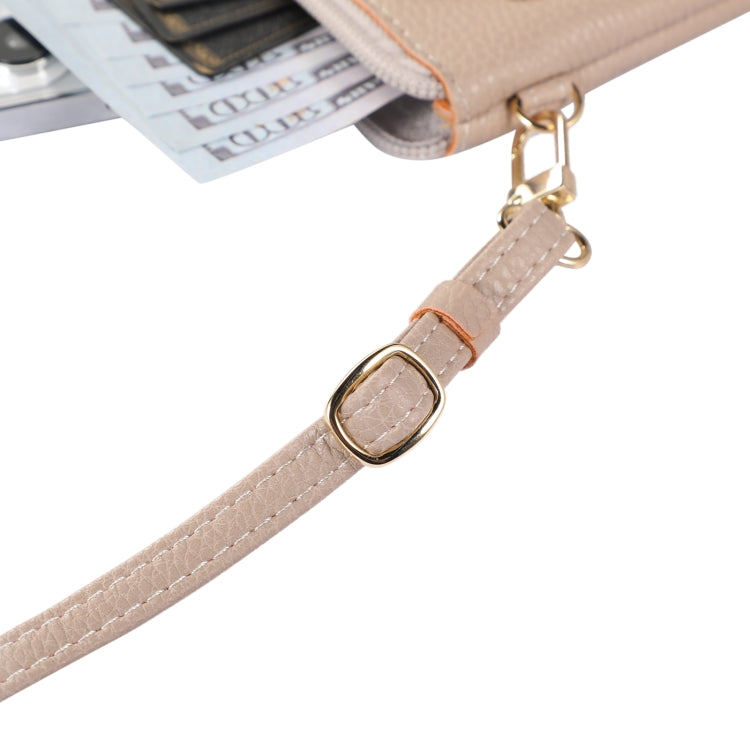 Litchi Texture Card Holder Mobile Phone Zipper Bag with Long Strap(Black) Eurekaonline
