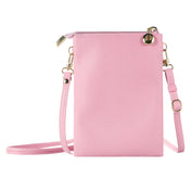 Litchi Texture Card Holder Mobile Phone Zipper Bag with Long Strap(Pink) Eurekaonline