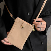 Litchi Texture Card Holder Mobile Phone Zipper Bag with Long Strap(Silver) Eurekaonline