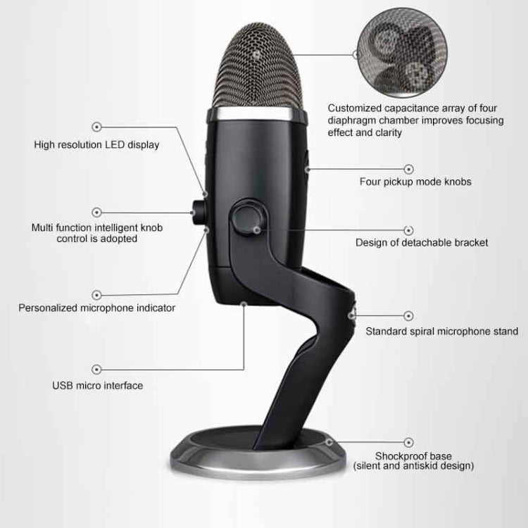 Logitech Blue Yeti X Condenser USB Recording Live Broadcast Microphone (Black) Eurekaonline