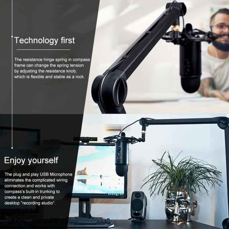 Logitech Blue Yeticaster USB Microphone + Shockproof Mount + Clip-on Cantilever Bracket Live Broadcast Set (Black) Eurekaonline