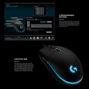 Logitech G Pro 16000DPI RGB Illumination Macro Programming Wired Optical Gaming Mouse, Length: 1.8m (Black) Eurekaonline
