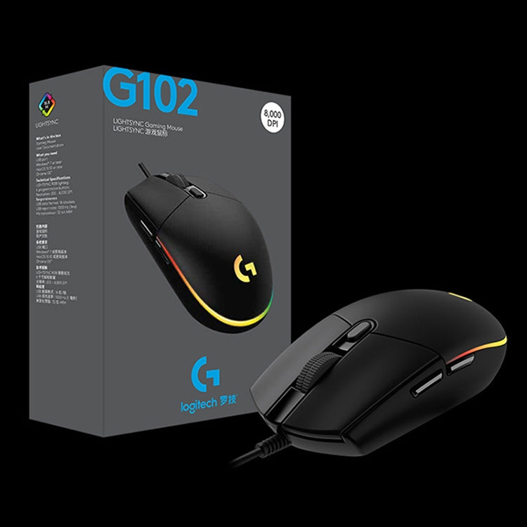 Logitech G102 2nd Gen. LIGHTSYNC 8000 DPI 6 Buttons RGB Backlight USB Wired Optical Gaming Mouse(Black) Eurekaonline