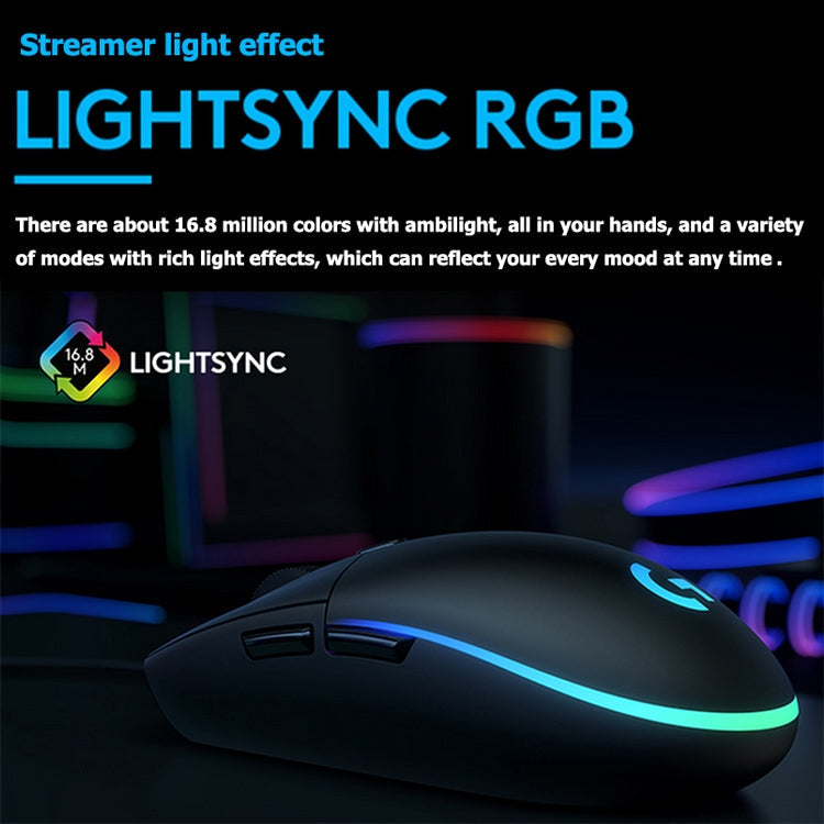 Logitech G102 2nd Gen. LIGHTSYNC 8000 DPI 6 Buttons RGB Backlight USB Wired Optical Gaming Mouse(Black) Eurekaonline