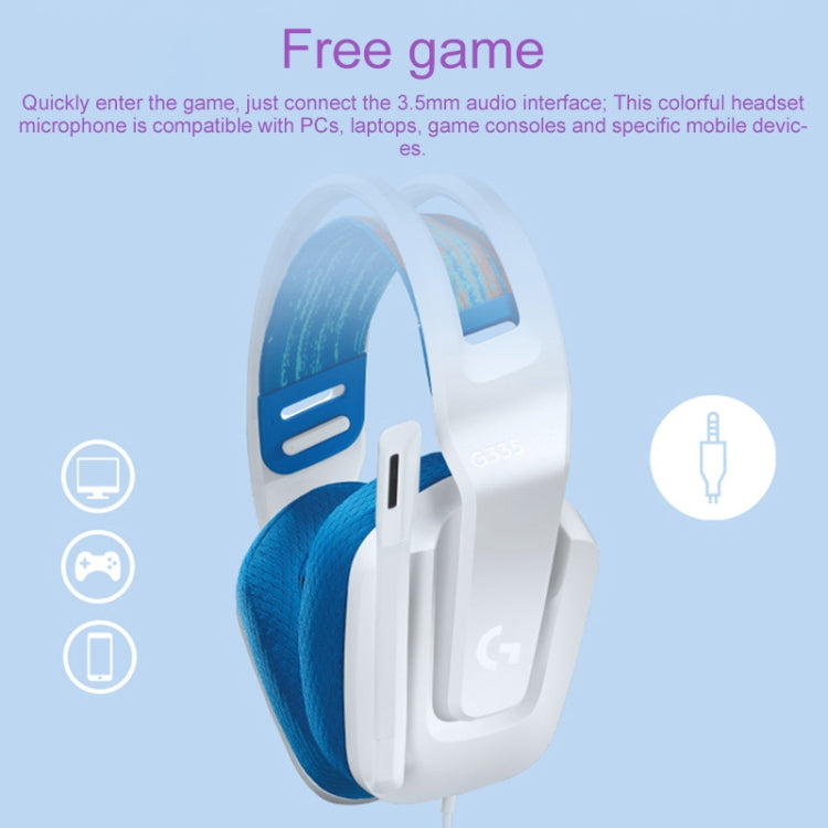 Logitech G335 Foldable Wired Gaming Headset with Microphone (White) Eurekaonline