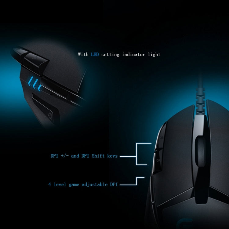 Logitech G402 USB Interface 8-keys 4000DPI Five-speed Adjustable High-speed Tracking Wired Optical Gaming Mouse, Length: 2m (Black) Eurekaonline