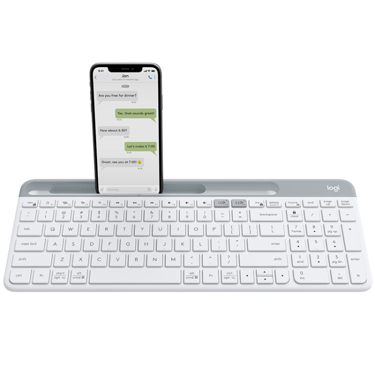 Logitech K580 Dual Modes Thin and Light Multi-device Wireless Keyboard with Phone Holder (White) Eurekaonline