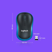 Logitech M186 Wireless Mouse Office Power Saving USB Laptop Desktop Computer Universal (Black Blue) Eurekaonline