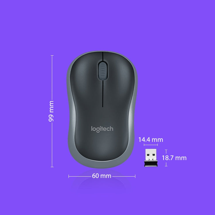 Logitech M186 Wireless Mouse Office Power Saving USB Laptop Desktop Computer Universal(Black Grey) Eurekaonline