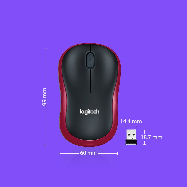 Logitech M186 Wireless Mouse Office Power Saving USB Laptop Desktop Computer Universal (Black Red) Eurekaonline