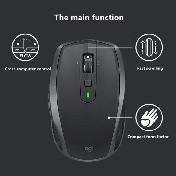 Logitech MX Anywhere 2S 4000DPI Bluetooth + Unifying Dual-mode Rechargeable Symmetrical Design Wireless Optical Gaming Mouse (Black) Eurekaonline