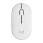 Logitech Pebble Cobblestone Shape Thin 3-keys 1000DPI Mute Wireless Bluetooth Optical Mouse, Wireless Range: 10m (White) Eurekaonline