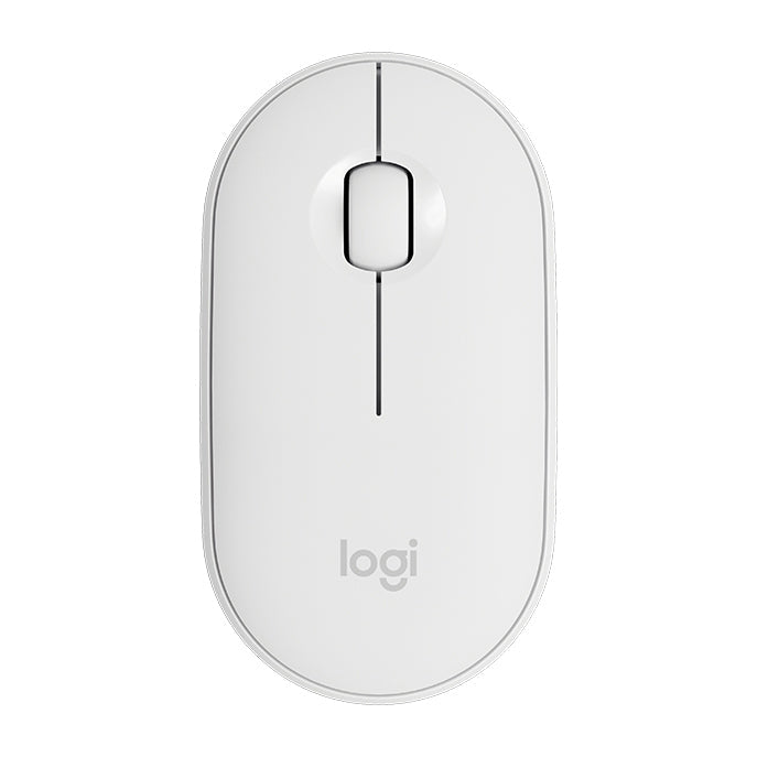 Logitech Pebble Cobblestone Shape Thin 3-keys 1000DPI Mute Wireless Bluetooth Optical Mouse, Wireless Range: 10m (White) Eurekaonline