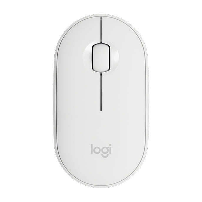 Logitech Pebble Cobblestone Shape Thin 3-keys 1000DPI Mute Wireless Bluetooth Optical Mouse, Wireless Range: 10m (White) Eurekaonline