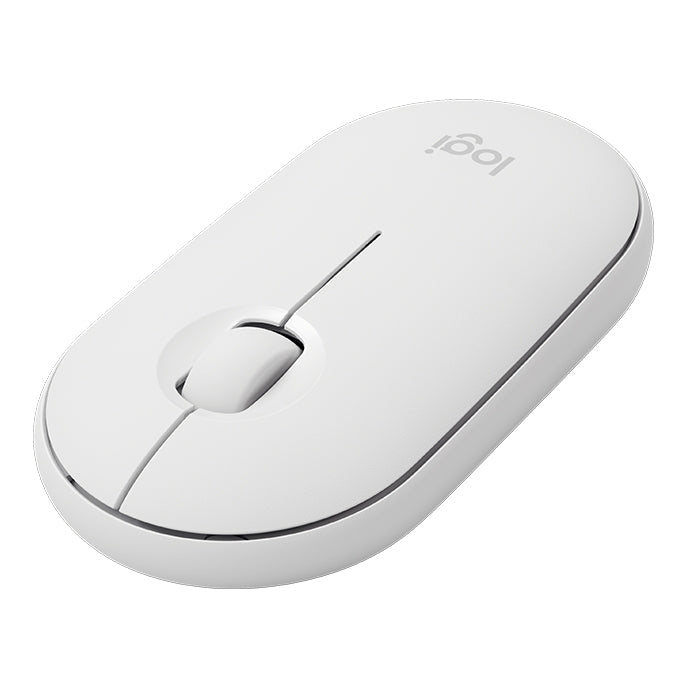 Logitech Pebble Cobblestone Shape Thin 3-keys 1000DPI Mute Wireless Bluetooth Optical Mouse, Wireless Range: 10m (White) Eurekaonline