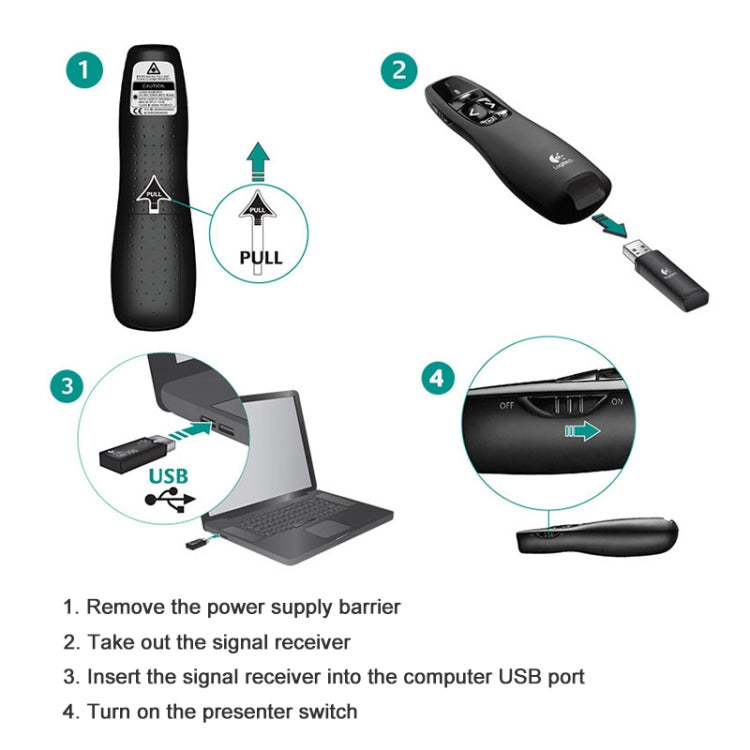Logitech R400 2.4Ghz Wireless Presenter PPT Remote Control Pen Eurekaonline
