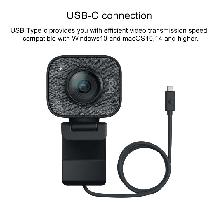 Logitech StreamCam Full HD 1080P / 60fps Auto Focus USB-C / Type-C Port Live Broadcast Gaming Webcam, Built-in Microphone (Black) Eurekaonline