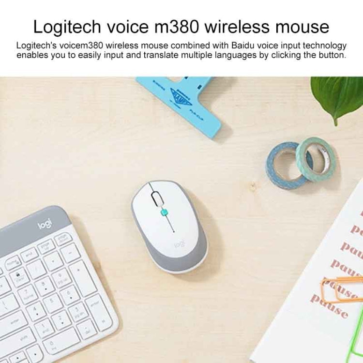 Logitech Voice M380 4 Buttons Smart Voice Input Wireless Mouse (Silver Grey) Eurekaonline