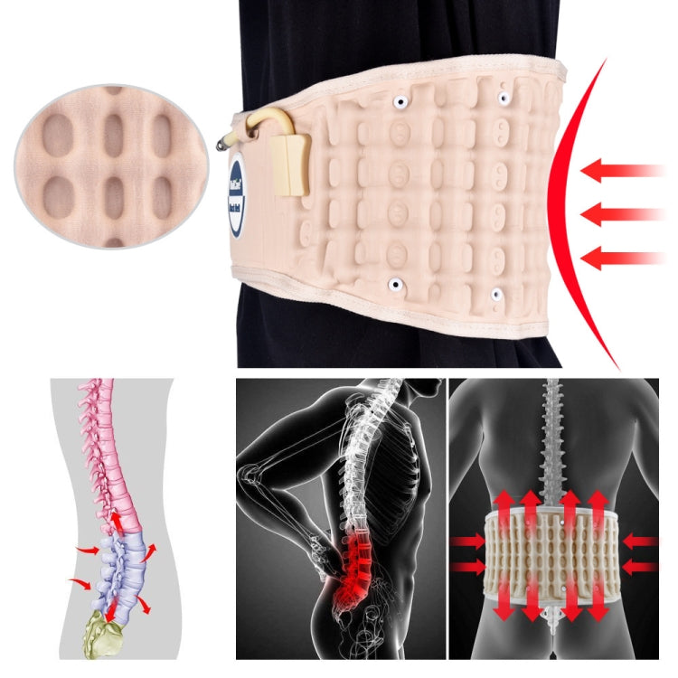 Lumbar Spine Inflated Traction Belt Pneumatic Waist Protective Belt (Apricot) Eurekaonline