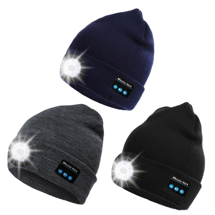 M1-BL LED Glowing Bluetooth Music Hat Wireless Call Night Running Hat(Black) Eurekaonline
