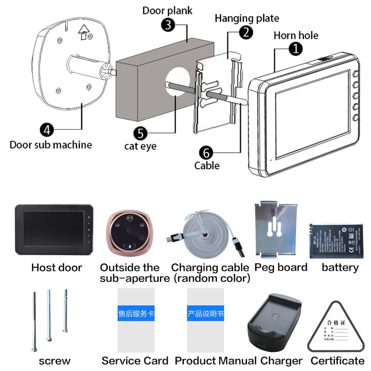 M4300A 4.3 inch Display Screen 3.0MP Camera Video Smart Doorbell, Support TF Card (32GB Max) & Motion Detection & Infrared Night Vision Eurekaonline