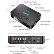 M6 NFC Bluetooth 5.0 Receiver & Transmitter & FM 3 In 1 Adapter(Black) Eurekaonline