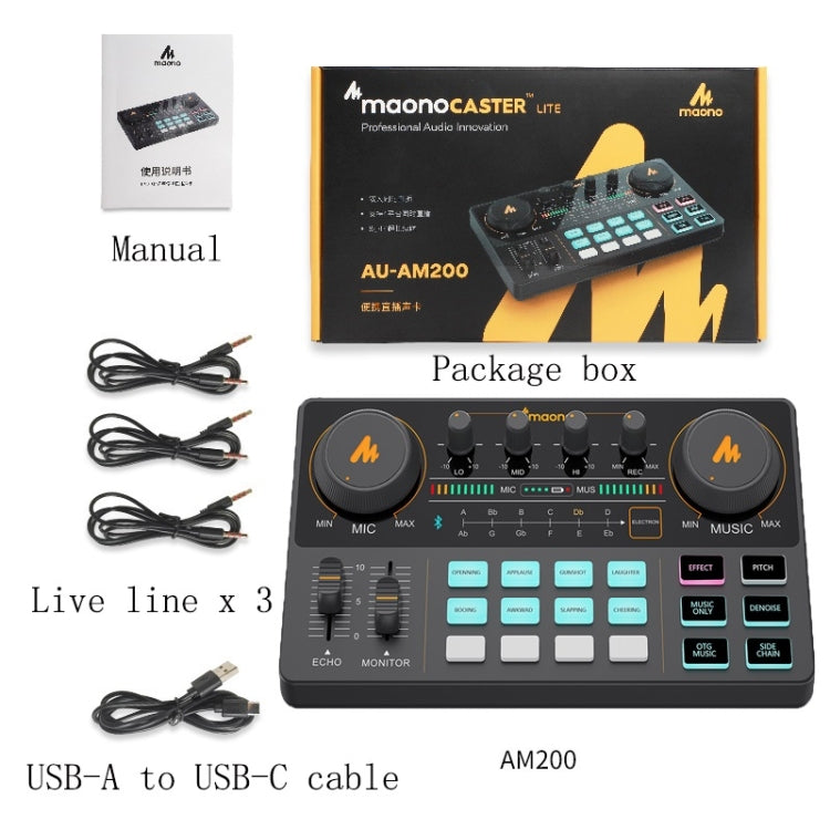 MAONO AU-AM200 Digital Dual-Mode Live Sound Card Mixer Sound Effects Processor(Black) Eurekaonline