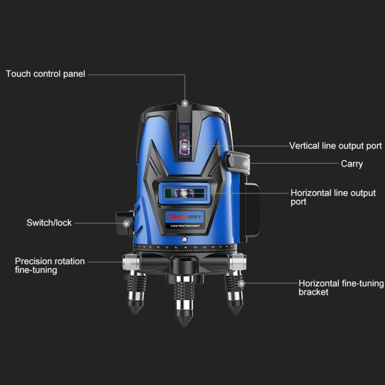 MBOOS LD Blue Light 5 Line Outdoor Laser Level Instrument with Suitcase & 1m Tripod Eurekaonline