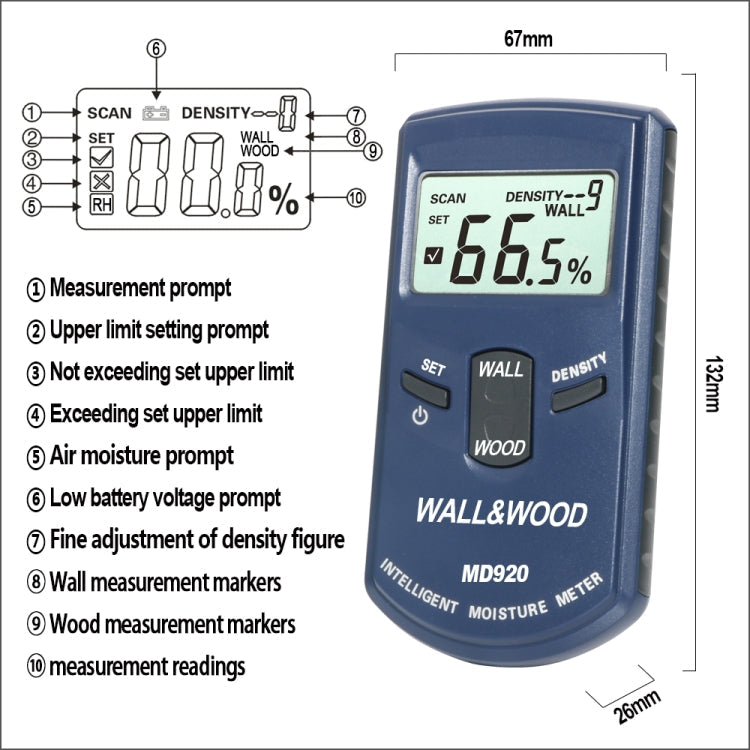 MD920 Wall Surface Wood Moisture Tester Eurekaonline