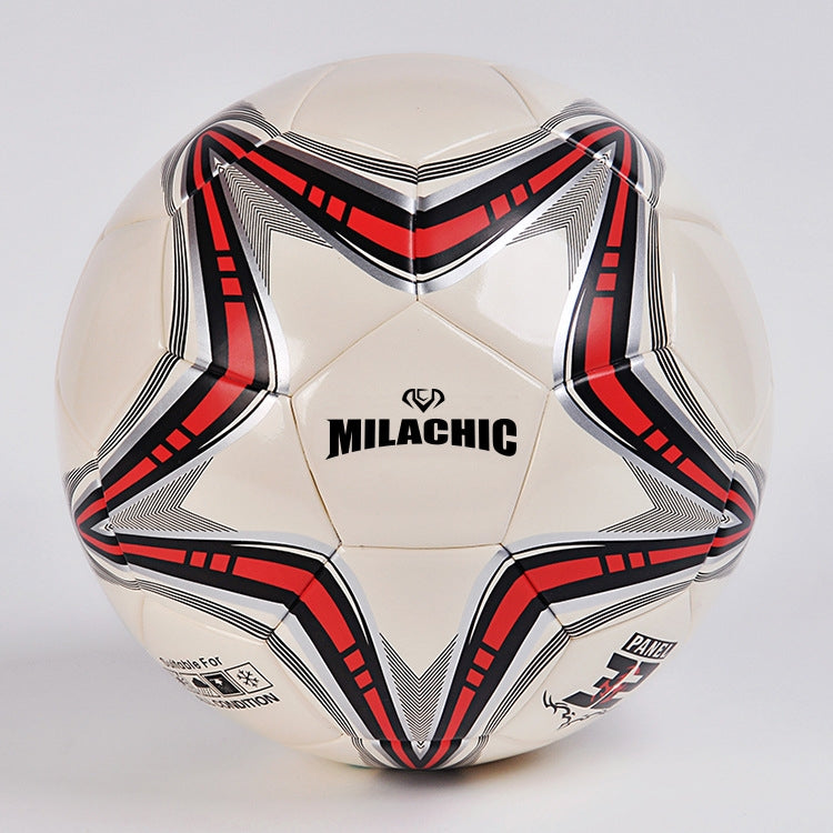 MILACHIC Big Five-pointed Star Pattern Explosion-Proof PU Leather Competition Training Football, Football size: Number 4 ( For 5-7 People) Eurekaonline