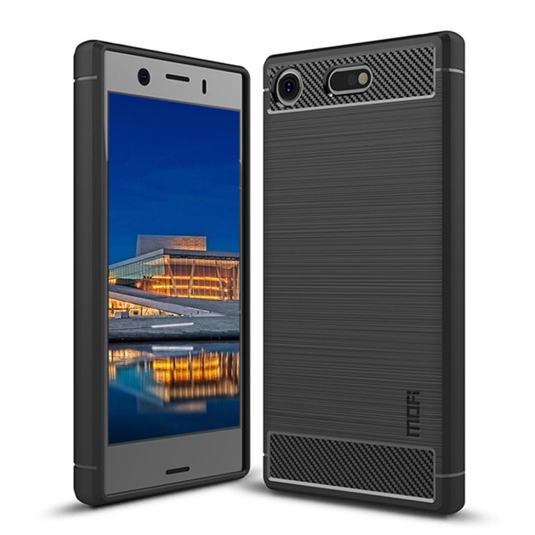 MOFI Brushed Texture Carbon Fiber Soft TPU Case for Sony Xperia XZ1 Compact(Black) Eurekaonline