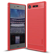 MOFI Brushed Texture Carbon Fiber Soft TPU Case for Sony Xperia XZ1 (Red) Eurekaonline