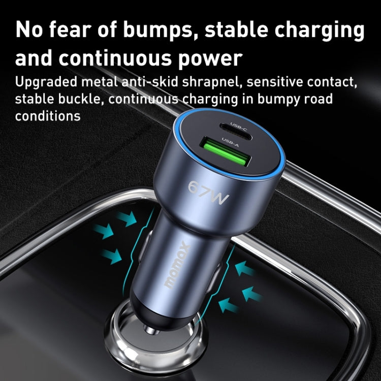 MOMAX UC16E 67W USB-C / Type-C + USB Dual Ports Car Charger Eurekaonline